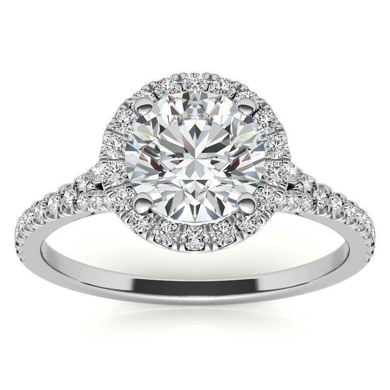 Petite Round Split Shank Moissanite Halo Engagement Ring