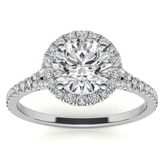 Petite Round Split Shank Moissanite Halo Engagement Ring