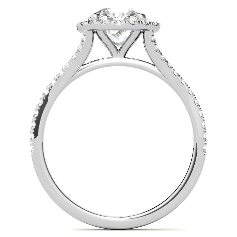 Petite Round Split Shank Moissanite Halo Engagement Ring