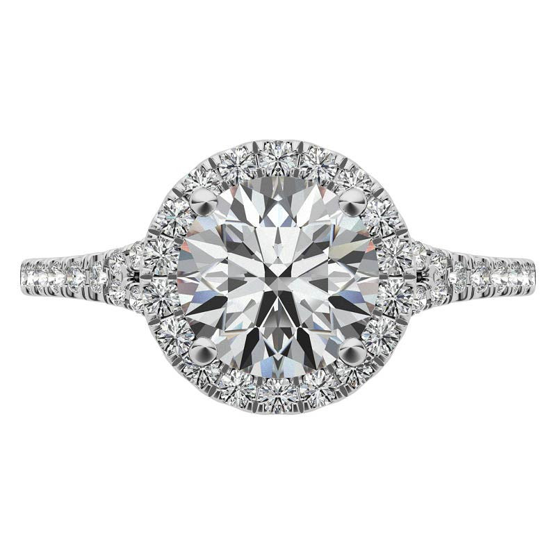 Petite Round Split Shank Moissanite Halo Engagement Ring