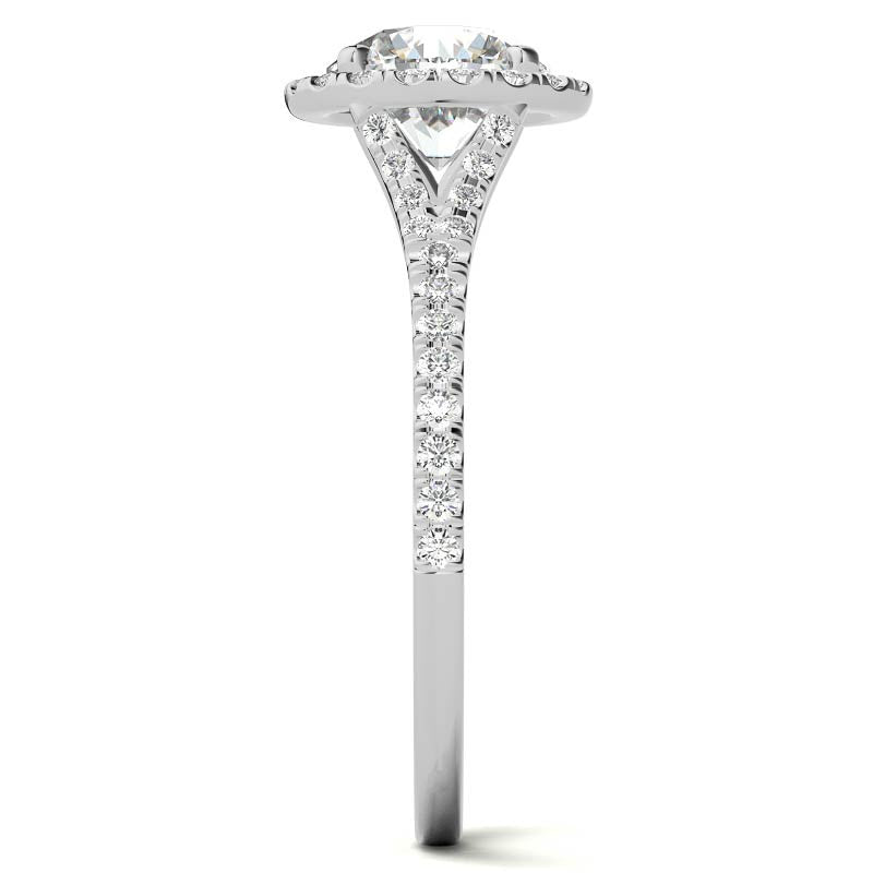 Petite Round Split Shank Moissanite Halo Engagement Ring
