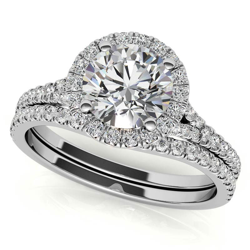 Petite Round Split Shank Moissanite Halo Engagement Ring