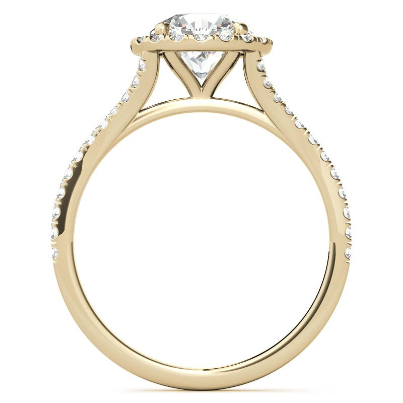 Petite Round Split Shank Moissanite Halo Engagement Ring