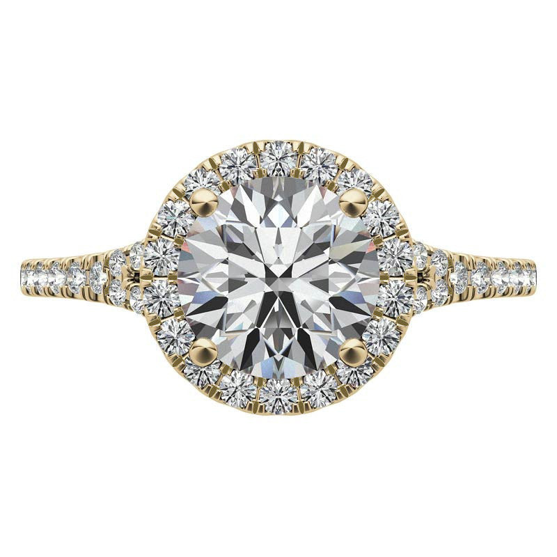 Petite Round Split Shank Moissanite Halo Engagement Ring