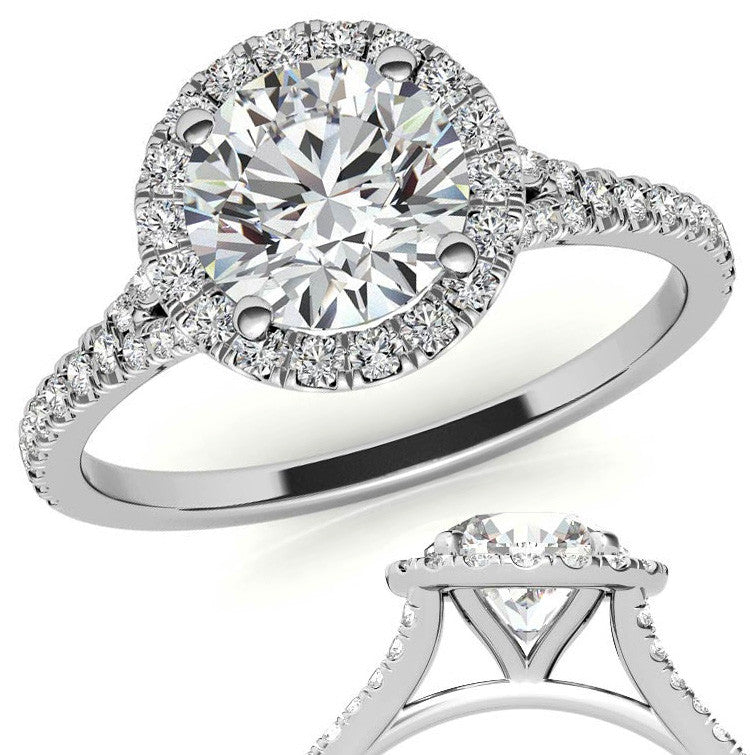 Petite Round Split Shank Moissanite Halo Engagement Ring
