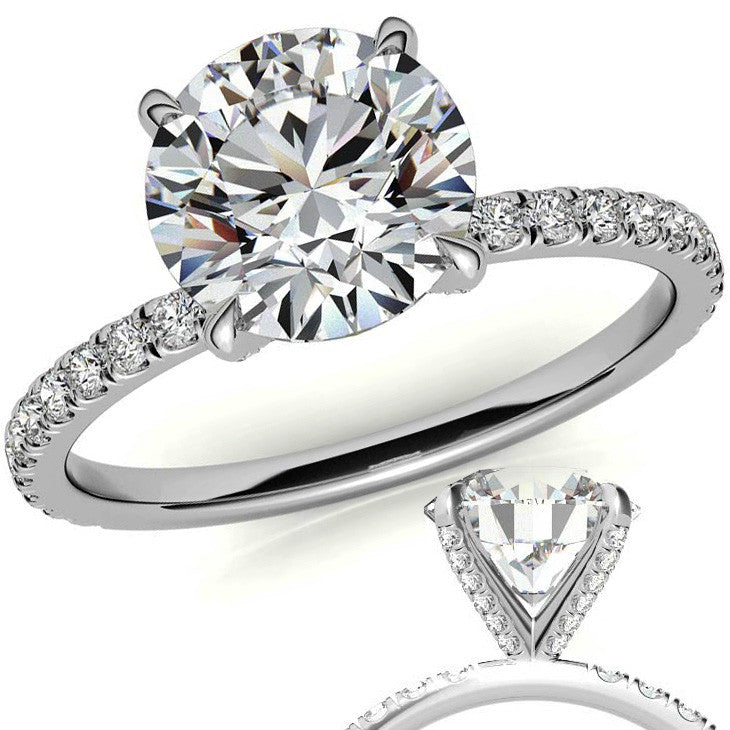 Round Petite Shared Prong Moissanite Engagement Ring