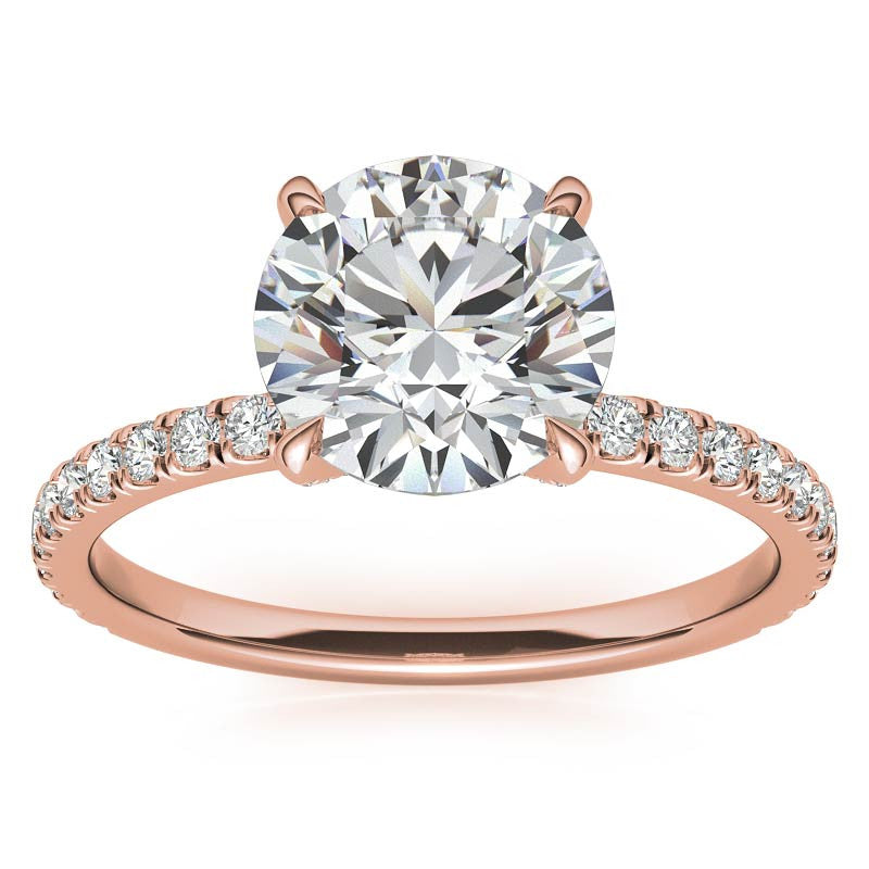 Round Petite Shared Prong Moissanite Engagement Ring