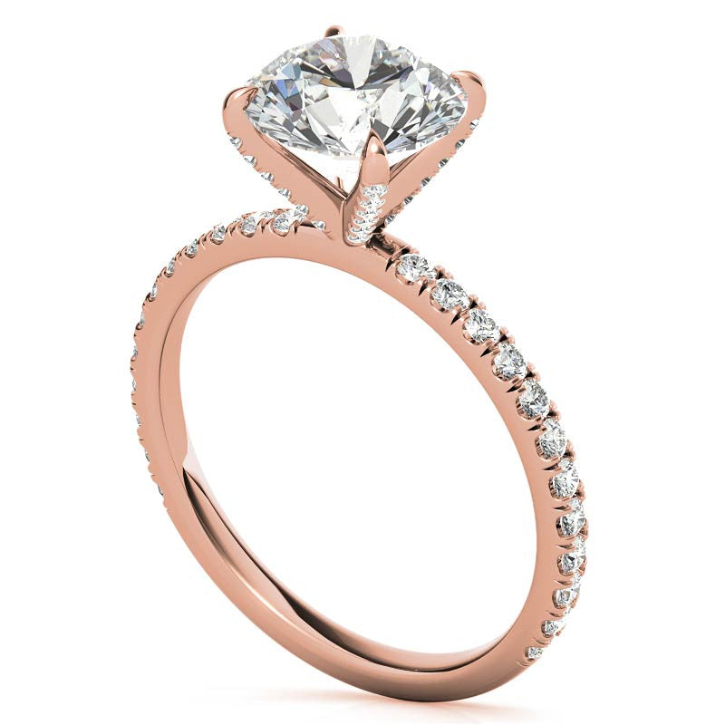 Round Petite Shared Prong Moissanite Engagement Ring