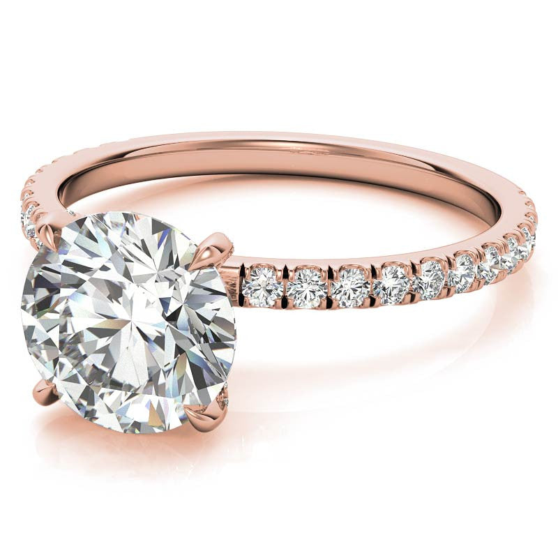 Round Petite Shared Prong Moissanite Engagement Ring