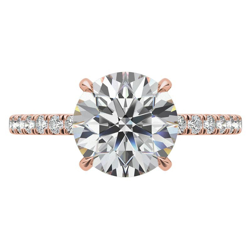 Round Petite Shared Prong Moissanite Engagement Ring