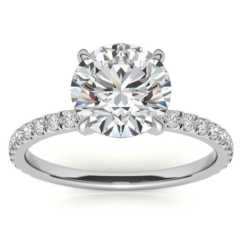 Round Petite Shared Prong Moissanite Engagement Ring