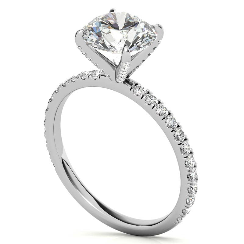 Round Petite Shared Prong Moissanite Engagement Ring