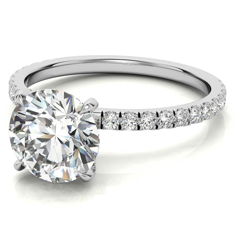 Round Petite Shared Prong Moissanite Engagement Ring