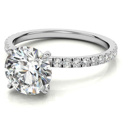 Round Petite Shared Prong Moissanite Engagement Ring