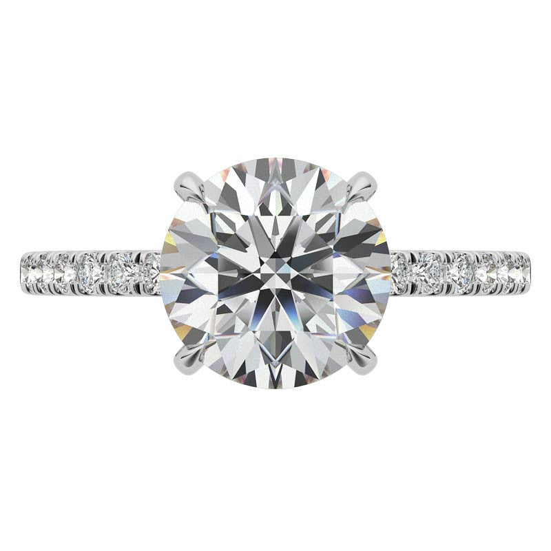 Round Petite Shared Prong Moissanite Engagement Ring