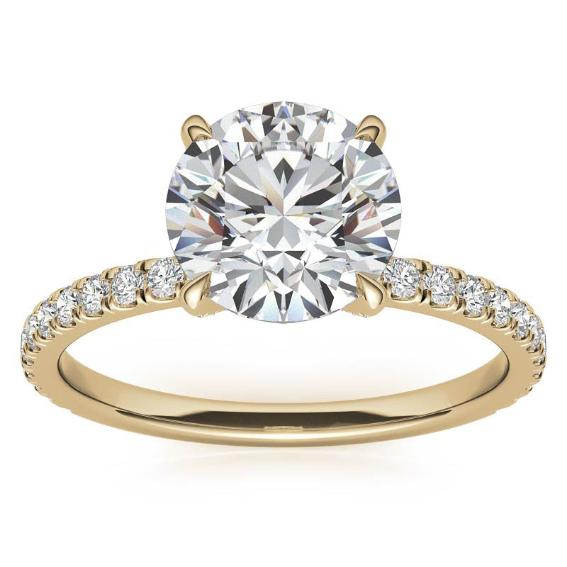 Round Petite Shared Prong Moissanite Engagement Ring