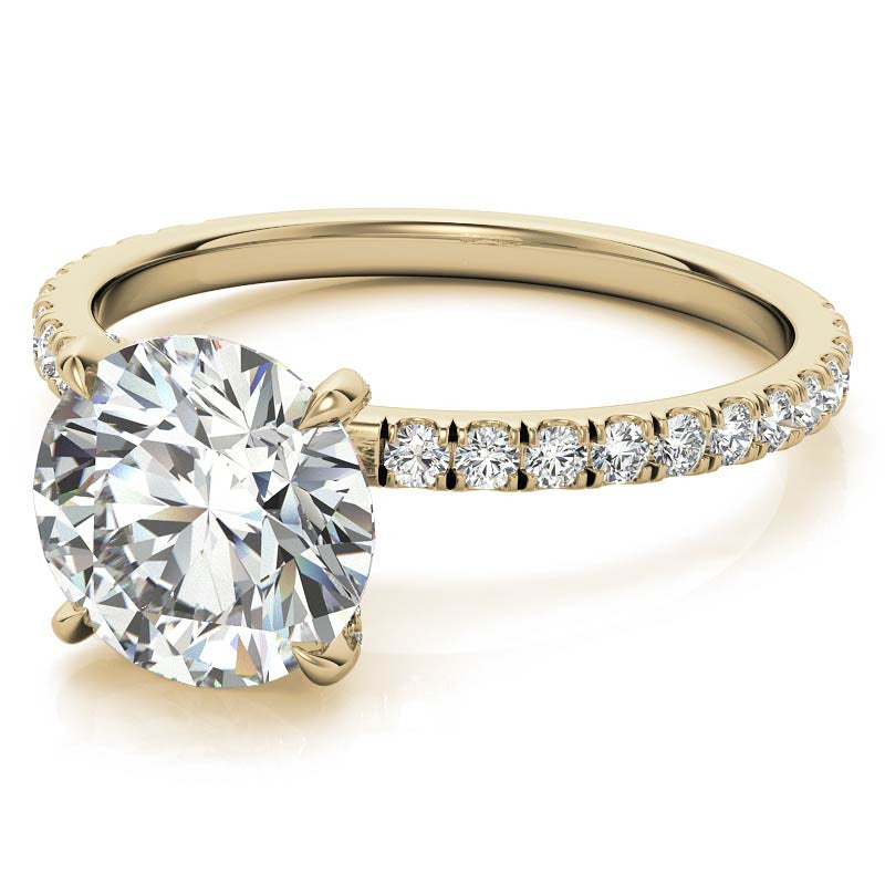 Round Petite Shared Prong Moissanite Engagement Ring