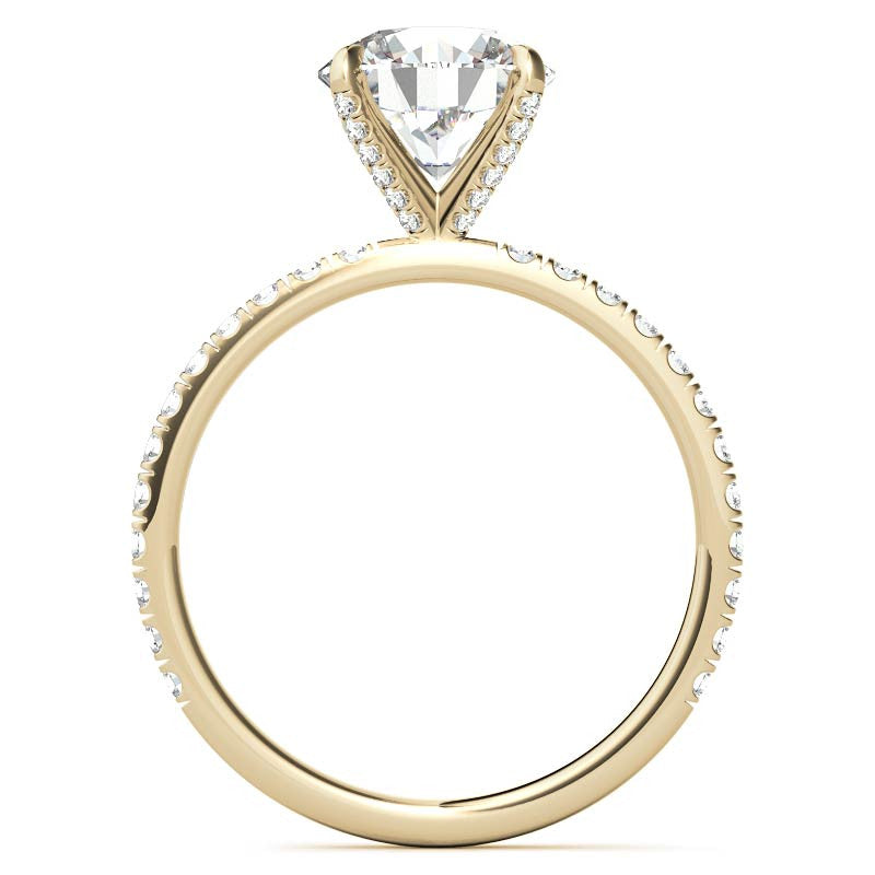 Round Petite Shared Prong Moissanite Engagement Ring