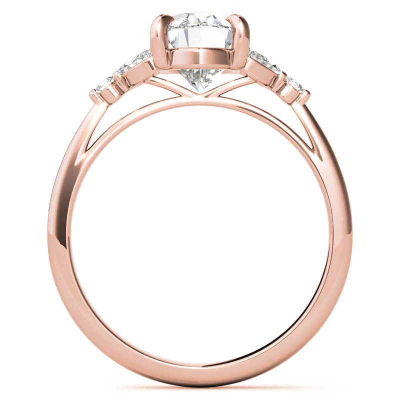 Oval and Marquise Moissanite Cathedral Engagement Ring
