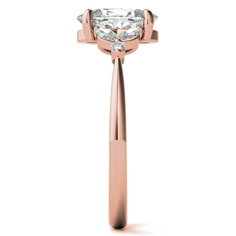 Oval and Marquise Moissanite Cathedral Engagement Ring