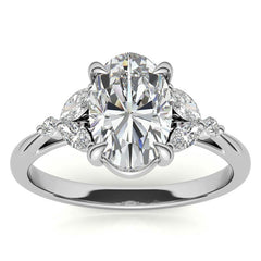 Oval and Marquise Moissanite Cathedral Engagement Ring