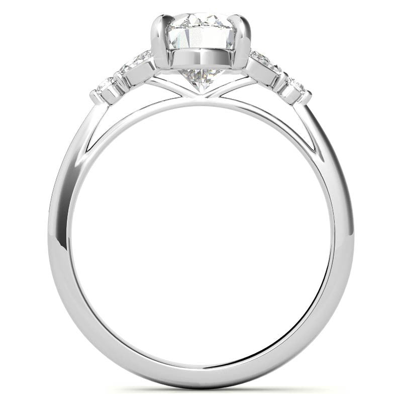 Oval and Marquise Moissanite Cathedral Engagement Ring