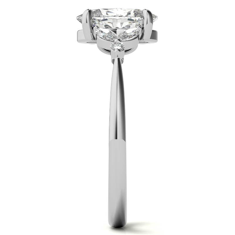 Oval and Marquise Moissanite Cathedral Engagement Ring