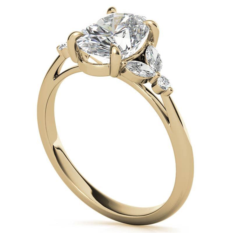 Oval and Marquise Moissanite Cathedral Engagement Ring
