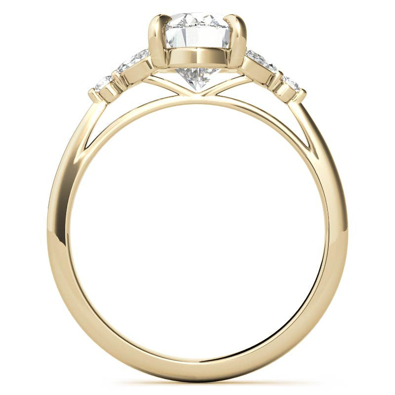 Oval and Marquise Moissanite Cathedral Engagement Ring
