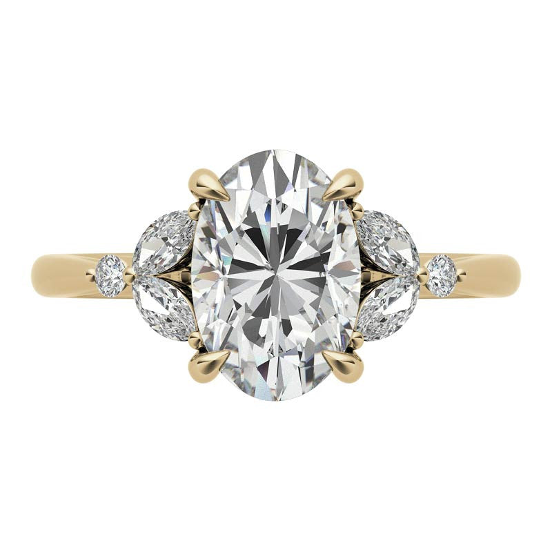 Oval and Marquise Moissanite Cathedral Engagement Ring