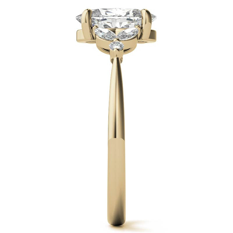Oval and Marquise Moissanite Cathedral Engagement Ring