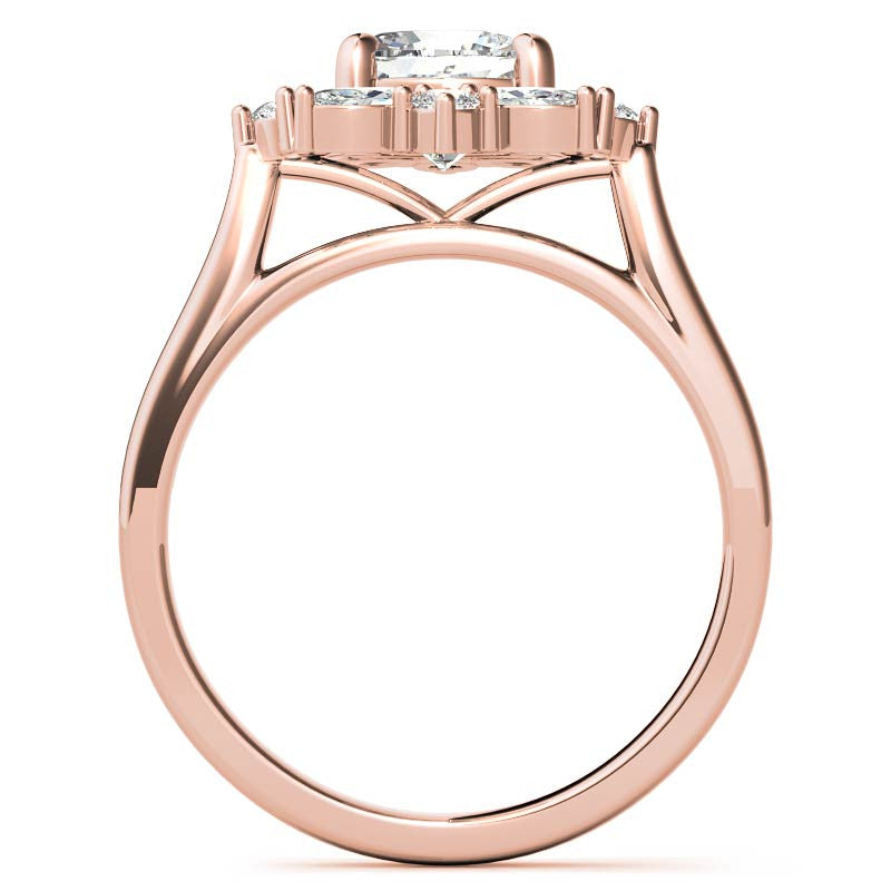 Cushion and Marquise Halo Moissanite Engagement Ring