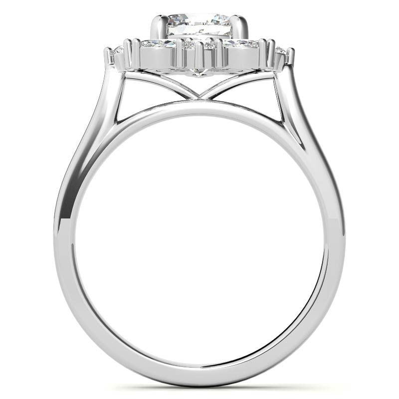 Cushion and Marquise Halo Moissanite Engagement Ring