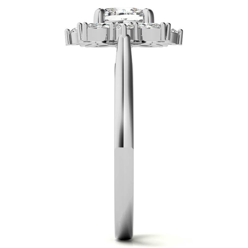 Cushion and Marquise Halo Moissanite Engagement Ring