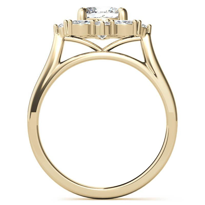 Cushion and Marquise Halo Moissanite Engagement Ring