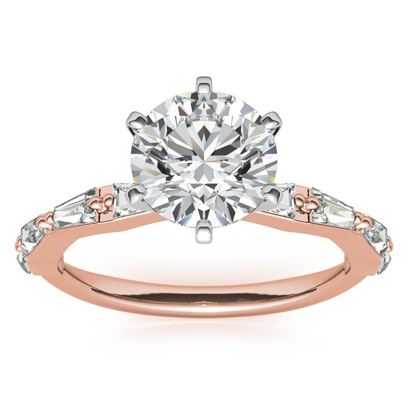 Tapered Baguette Moissanite and Diamond Engagement Ring