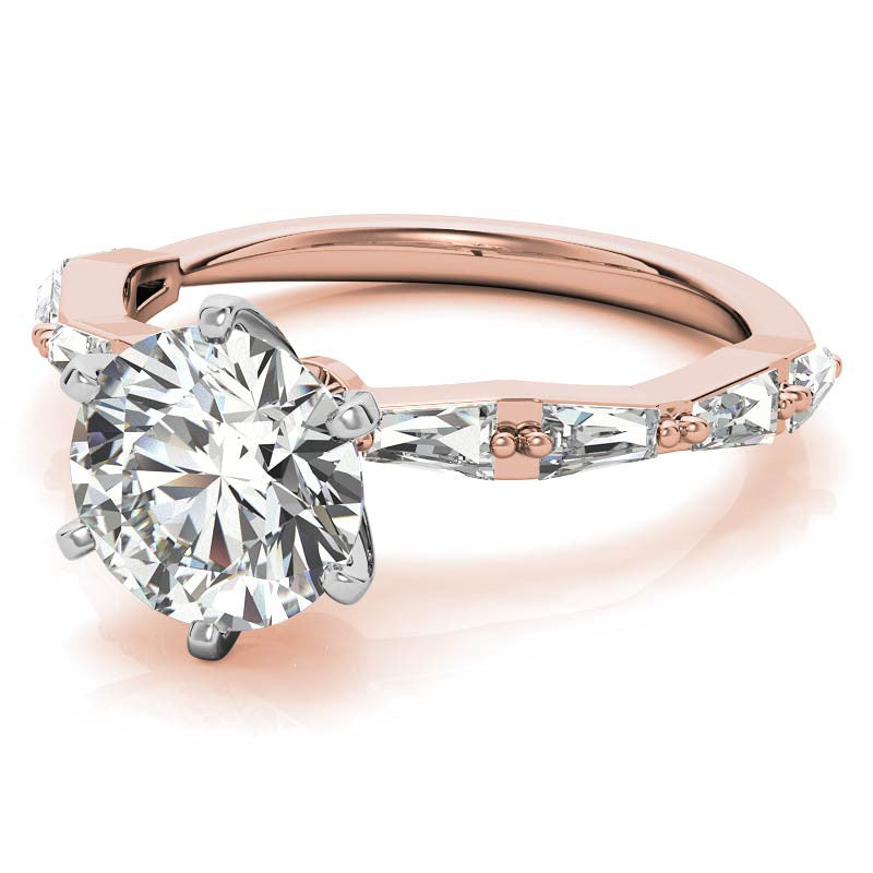 Tapered Baguette Moissanite and Diamond Engagement Ring
