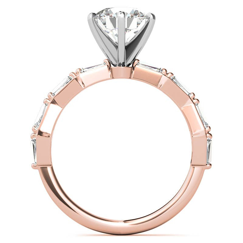 Tapered Baguette Moissanite and Diamond Engagement Ring