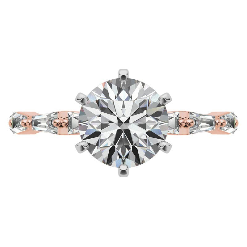 Tapered Baguette Moissanite and Diamond Engagement Ring