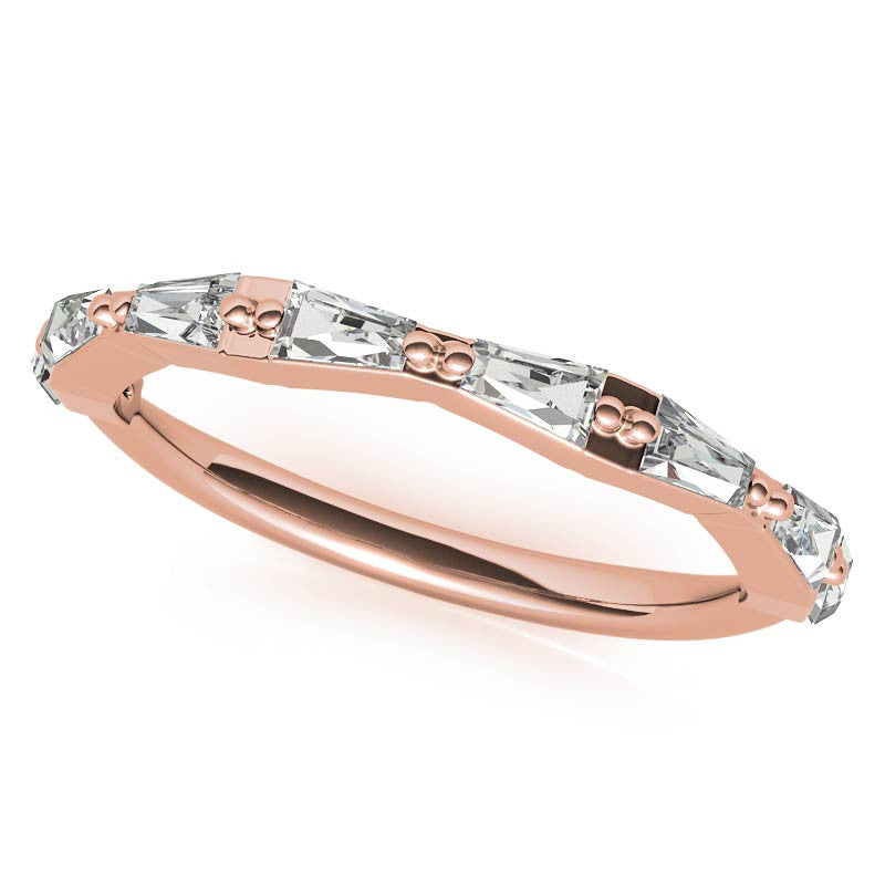 Tapered Baguette Moissanite and Diamond Engagement Ring