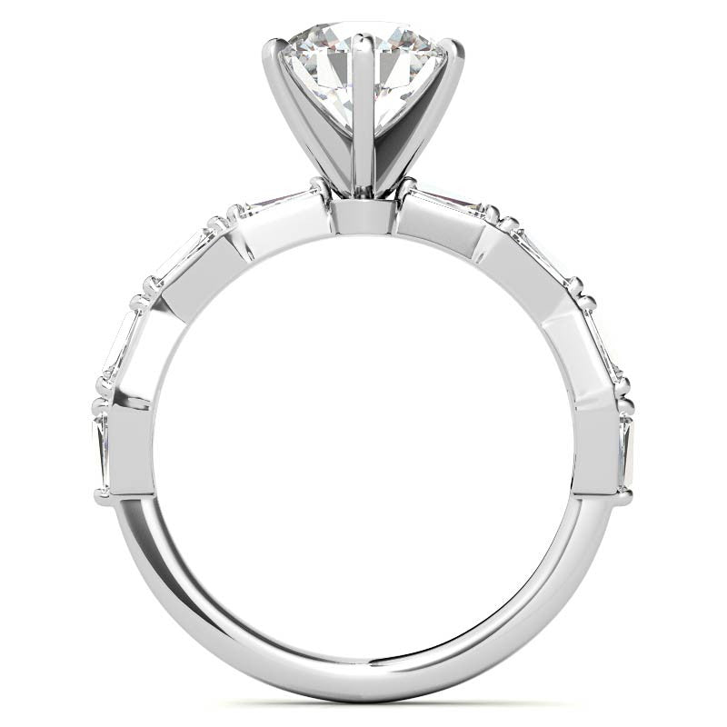 Tapered Baguette Moissanite and Diamond Engagement Ring
