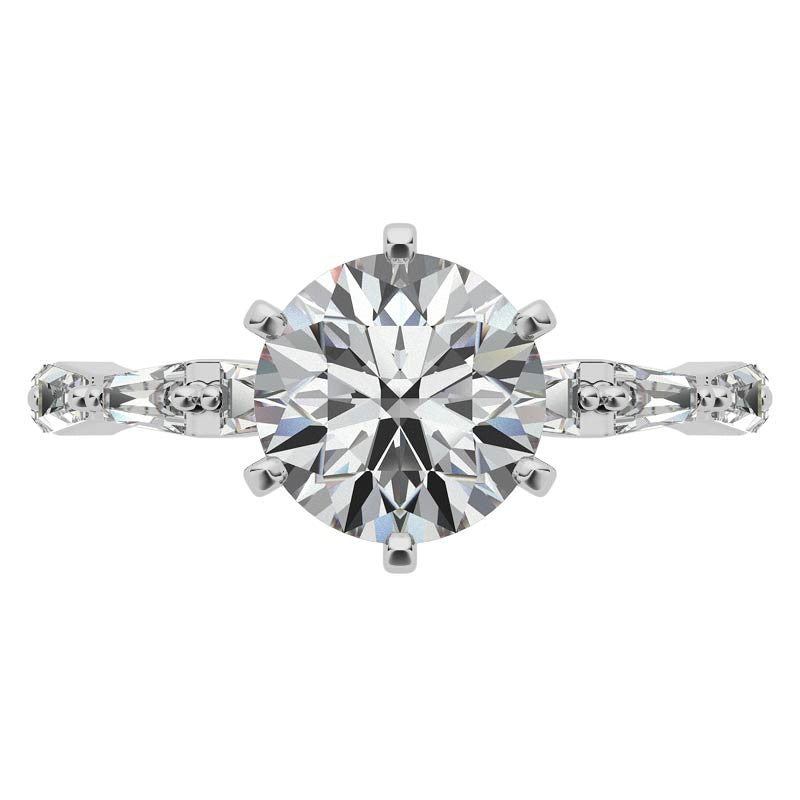 Tapered Baguette Moissanite and Diamond Engagement Ring