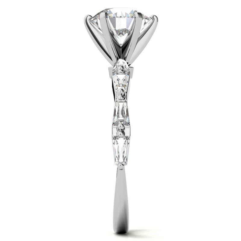 Tapered Baguette Moissanite and Diamond Engagement Ring