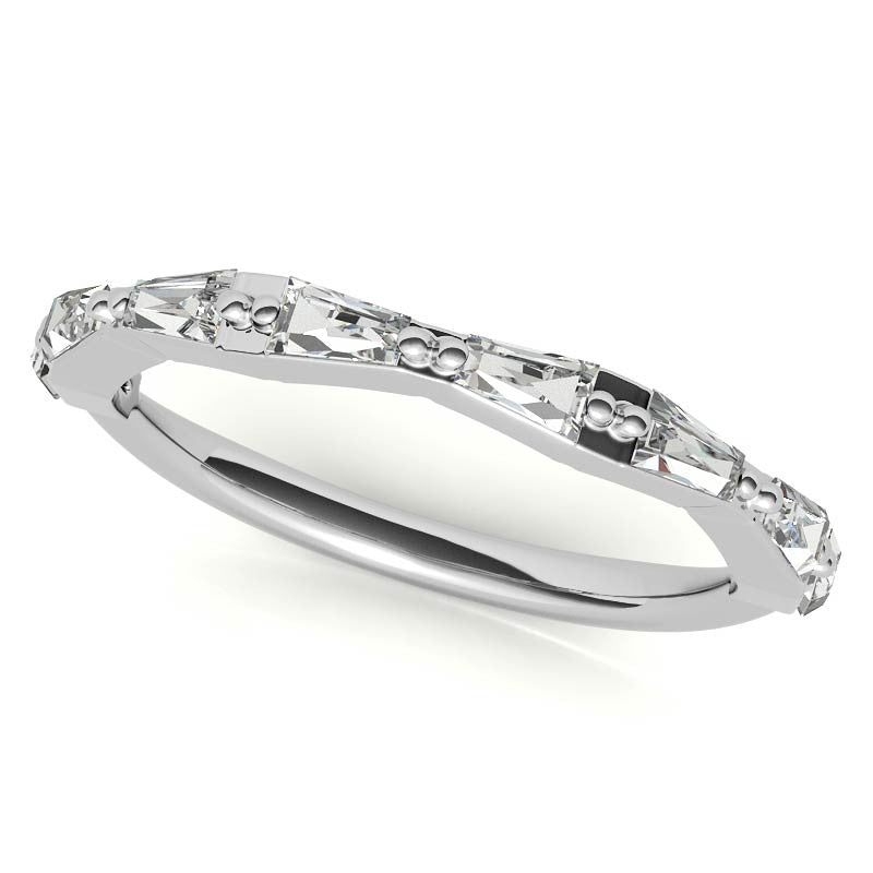 Tapered Baguette Moissanite and Diamond Engagement Ring