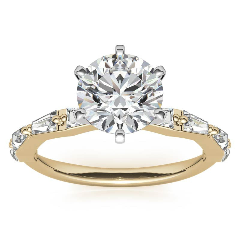 Tapered Baguette Moissanite and Diamond Engagement Ring
