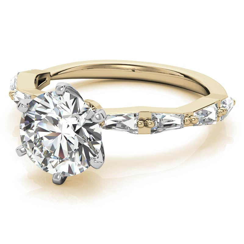 Tapered Baguette Moissanite and Diamond Engagement Ring