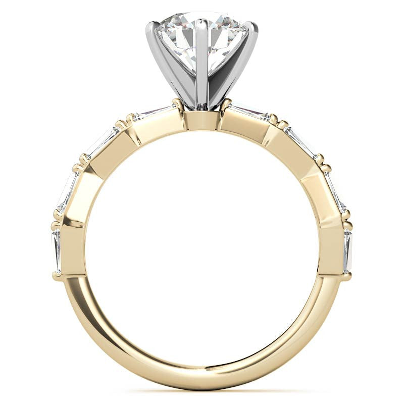 Tapered Baguette Moissanite and Diamond Engagement Ring