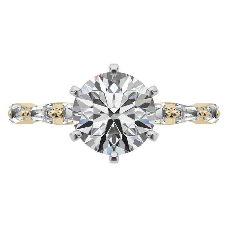 Tapered Baguette Moissanite and Diamond Engagement Ring