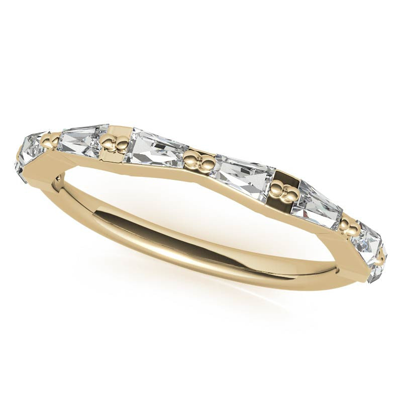 Tapered Baguette Moissanite and Diamond Engagement Ring
