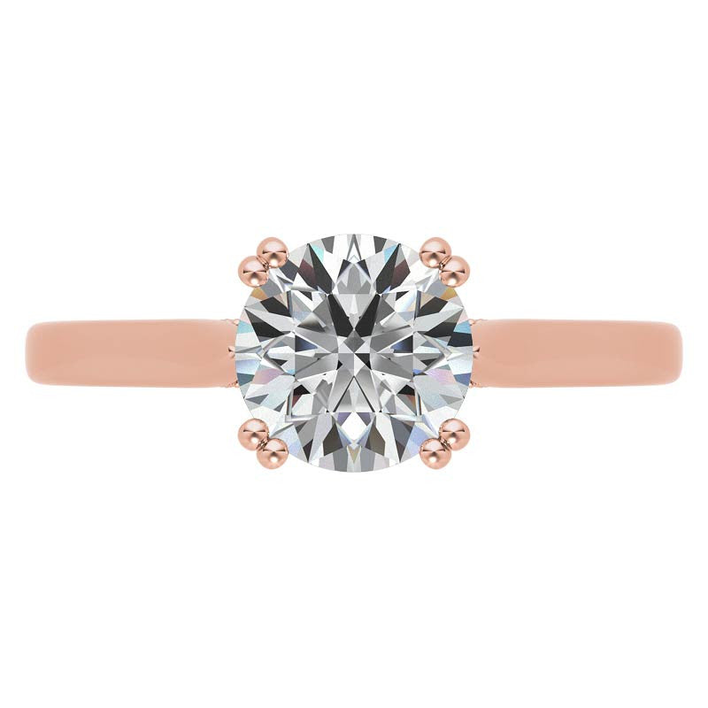 Milgrain Accented Double Prong Round Brilliant Moissanite Engagement Ring